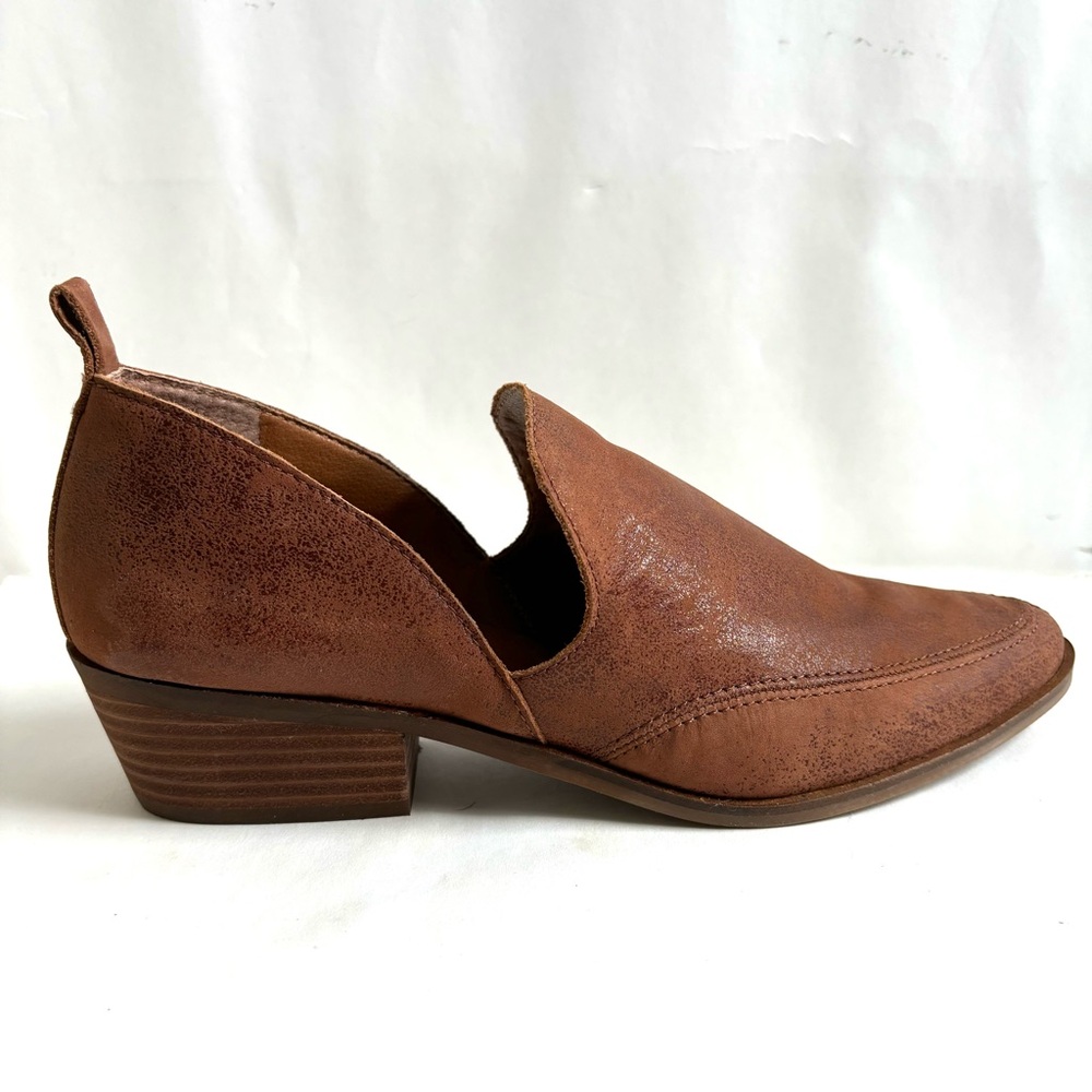Lucky Brand Mahzan Loafer Slip On Leather Booties Toffee Color Brown Size 9 - Picture 3 of 17
